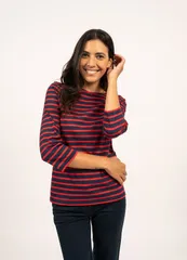 セイントジェームス レディース トップス シャツ Saint James GALATHEE II Sleeve Breton Striped Top NavyRed ネイビーのサムネイル