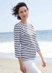 セイントジェームス レディース トップス シャツ Saint James GALATHEE II Sleeve Breton Striped Top WhiteBlack ホワイトのサムネイル