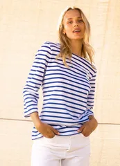 セイントジェームス レディース トップス シャツ Saint James GALATHEE II Sleeve Breton Striped Top WhiteRoyal Blue ホワイトのサムネイル