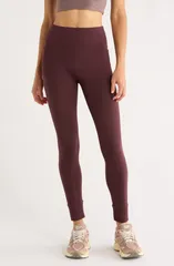 ゼラ レディース ボトムス カジュアルパンツ レギンス Zella Cozy Tech Pocket Leggings Burgundy Fudge バーガンディ