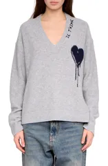 ザディグ エ ヴォルテール レディース アウター パーカー・スウェット Vネック セーター Zadig Voltaire Mikyz Heart Appliqu Cashmere VNeck Sweaのサムネイル