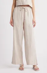 レイルズ レディース ボトムス レギンス パンツ リネン Rails Emmie Linen Drawstring Pants Heathered Flax