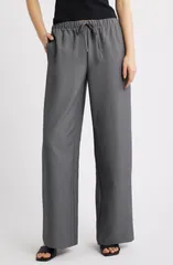 オープンエディット レディース ボトムス レギンス ワイドレッグ パンツ Open Edit Icon PullOn Wide Leg Pants Grey Magnet グレー