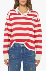マザー レディース トップス シャツ コットン MOTHER The Boxy Match Stripe Cotton Rugby Shirtango Red レッドのサムネイル