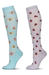 メモイ レディース アンダーウェア 靴下 MeMoi Assorted 2Packnee High Compression Socks Blue ブルー