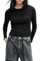 オールセインツ レディース トップス Tシャツ コットン AllSaintstevie Long Sleeve Organicotton TShirt Black ブラックのサムネイル