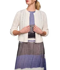ニックアンドゾー レディース アウター ニット・セーター カーディガン NIC ZOE Pointelle Stitch Knit Round Neck Long Sleeve Cardigan Coconut