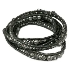 Chan Luu(チャンルー) ブレスレット レザー グレー×シルバー ラップブレスのサムネイル