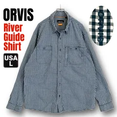 ORVIS オービス★フライフィッシングギア★リバーガイドシャツ★ギンガムチェック/ブルー★ストレッチコットンナイロン★USAメンズL    #2604A027のサムネイル