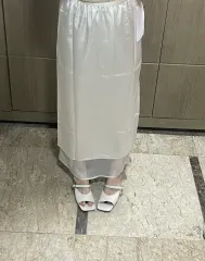 新サテン レイヤード ロング丈スカート