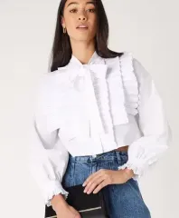 新) ザラ クロップド フリル ブラウス