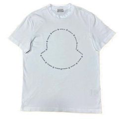 美品 モンクレール ワッペン ロゴプリント M ホワイト Tシャツ 3S430 