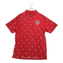 中古 メンズ カッパゴルフ KAPPA GOLF 半袖ポロシャツ LL 濃ピンク 赤系 ボタンダウン 総柄