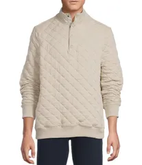 ダニエル クレミュ メンズ アウター ニット・セーター モックネック キルティング Cremieux Blue Label Quilted Mock Neck Pullover Oatmeal Heaのサムネイル