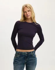 コットンオン レディース トップス Tシャツ クルーネック Cotton all day crew neck long sleeve topURPLE パープル