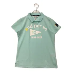 中古 レディース アンパスィ and per se 半袖ポロシャツ M 水色 スキッパー
