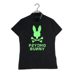 中古 レディース サイコバニー Psycho Bunny 半袖シャツ 1(S) 黒 ブラック ハイネック 薄手 ネオンカラーのサムネイル