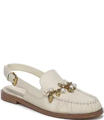フランコサルト レディース シューズ パンプス レザー ローファー Franco Sarto Sully 2 Leather Pearl Shell Chain Slingback Loafers White ホワイト