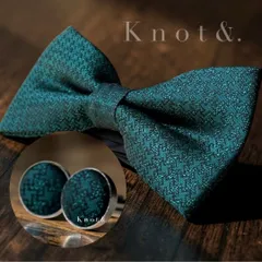 1-he 蝶ネクタイ カフスボタン  チーフ 3点セット | メンズ グリーン タキシード  ネクタイ  結婚式 メルカリshops ボウタイ