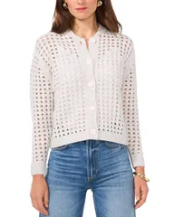 ヴィンスカムート レディース アウター ニット・セーター クルーネック カーディガン VINCE CAMUTO Crewneck Cardigan Sweater Silver Heather ヘザー