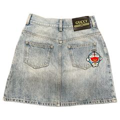 GUCCI グッチ DSM限定 アップリケ デニム フレア ミニスカート 36