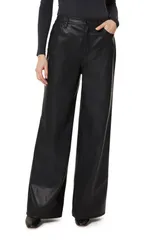 ハビチュアル レディース ボトムス レギンス ワイドレッグ パンツ レザー フェイクレザー Habitual Slounch Wide Leg Faux Leather Pants Black ブラック