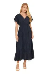 ユミキム レディース ボトムス カジュアルパンツ ミディワンピース ミディ コットン Yumi Cotton Broderie Anglaise Wrap Midi Dress Navy ネイビー