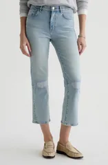 エージー レディース ボトムス デニムパンツ ストレート ジーンズ AG Brinley Rip Repair Mid Rise Straight Leg Jeans Riverbendのサムネイル