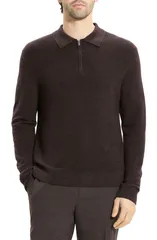 セオリー メンズ アウター パーカー・スウェット ハーフジップ セーター Theory Cyr Quarter Zip Cashmere Sweater Brownwood Melangeのサムネイル