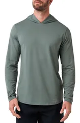 トラビスマヒュー メンズ トップス Tシャツ ジャージー TravisMathew Theater Series Hooded Long Sleeve Performance Jersey TShirt Balsam Green グリーン