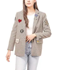 セントラルパークウェスト レディース アウター ジャケット・ブルゾン ブレザー Central Park West Womens Lucky Patches Blazer Houndstooth