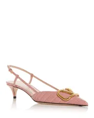 ヴァレンティノ レディース シューズ パンプス ロゴ ヒール Valentino Garavani Womens VLogo Kitten Heel Slingback Pumps RoseNude