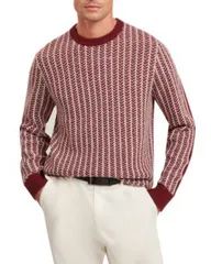 テッドベーカー メンズ アウター ニット・セーター クルーネック Ted Baker Frankez Textured Crewneck Sweater Maroon マルーンのサムネイル