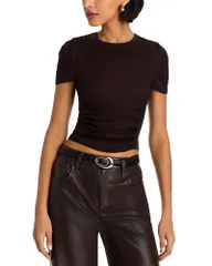 ピンコ レディース トップス Tシャツ ギャザー PINKO Martello Ruched Tee Black Coffee Brown ブラックのサムネイル