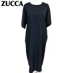【美品】ZUCCA 五分袖ロングワンピースオーバーサイズ M 無地 ブラック