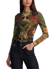 アリスアンドオリビア レディース トップス シャツ プリント メッシュ Alice and Olivia Delaina Printed Mesh Long Sleeve Top Forbiddenのサムネイル