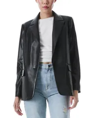 アリスアンドオリビア レディース アウター ジャケット・ブルゾン ブレザー フェイクレザー Alice and Olivia Denny Faux Leather Blazer Black ブラックのサムネイル