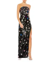 マックダガル レディース トップス ワンピース フラワー柄 スパンコール フラワー Mac Duggal Floral Sequin Gown Black Multi ブラック