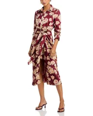 サンク セプト レディース トップス シャツワンピース Cinq Sept Mae Bouquet Jacey Tie Waist Shirtdress Wineberry