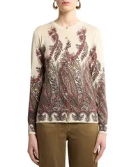 エトロ レディース アウター カーディガン シルク Etro Silk Cashmere Cardigan Print On Wのサムネイル