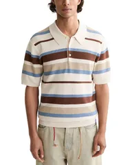スコッチアンドソーダ メンズ トップス ポロシャツ レギュラーフィット ニット Scotch Soda Regular Fit Striped Knit Polo Plaza Taupe トープのサムネイル