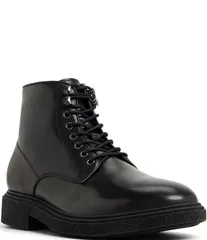 アルド メンズ シューズ ブーツ・レインブーツ レース レザー ALDO Mens Walton Leather Lace Up Booties Black ブラックのサムネイル