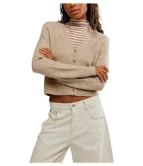 フリーピープル レディース アウター ニット・セーター Free People School Girl Cardi Feather Grey Melange グレー