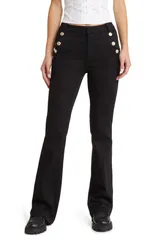 1822 デニム レディース シューズ ブーツ・レインブーツカット ハイウエスト ジーンズ 1822 Denim High Waist Slim Bootcut Sailor Jeans Black ブラック