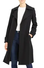 セオリー レディース アウター ジャケット・ブルゾン クレープ コート Theory Oaklane Admiral Crepe Trench Coat Black ブラック