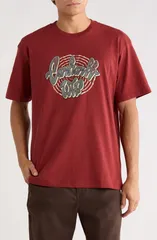カーハート メンズ トップス Tシャツ グラフィック Carhartt Work In Progress Chedda Short Sleeve Graphic TShirt Dark Brick Heavy Stone Wash ストーン