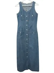 ピンクハウス PINK HOUSE ロング デニム ワンピース ノースリーブ インディゴブルー 