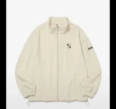 ライトブルーのフリースジャケット アイボリー M