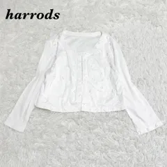 harrods カーディガン 薄手ノーカラージャケット 花刺繍 ホワイトのサムネイル