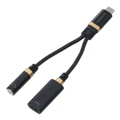 エレコム USB C to 3.5mm イヤホン 変換アダプタ オーディオ ジャック変換 DAC搭載 高耐久 ハイレゾ 充電しながら PD対応 【 音楽/通話 】 iPhone・android対応 [ブラック] [1)ケーブル単体] [高耐久+給電ポート付き]